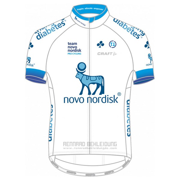 2017 Fahrradbekleidung Novo Nordisk Wei Trikot Kurzarm und Tragerhose